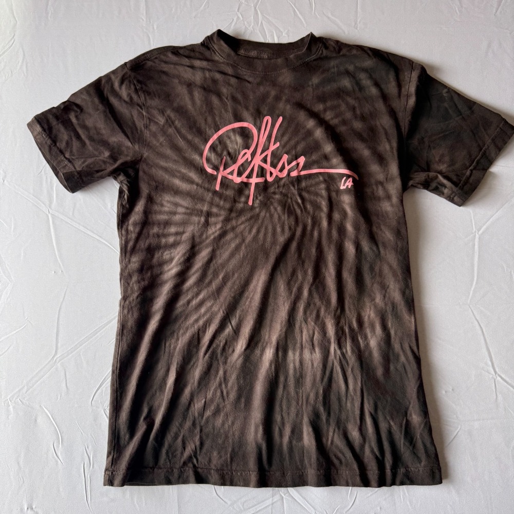 Young & Reckless OG Signature Pink Script Tie Dye T-Shirt Mens S Brown NWOT